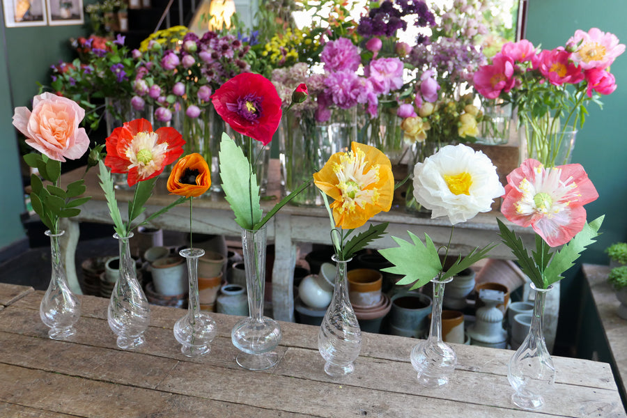 Flores de papel- mod. Amapola Blanca y Rosa