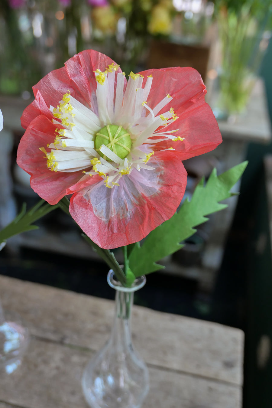 Flores de papel- mod. Amapola Blanca y Rosa