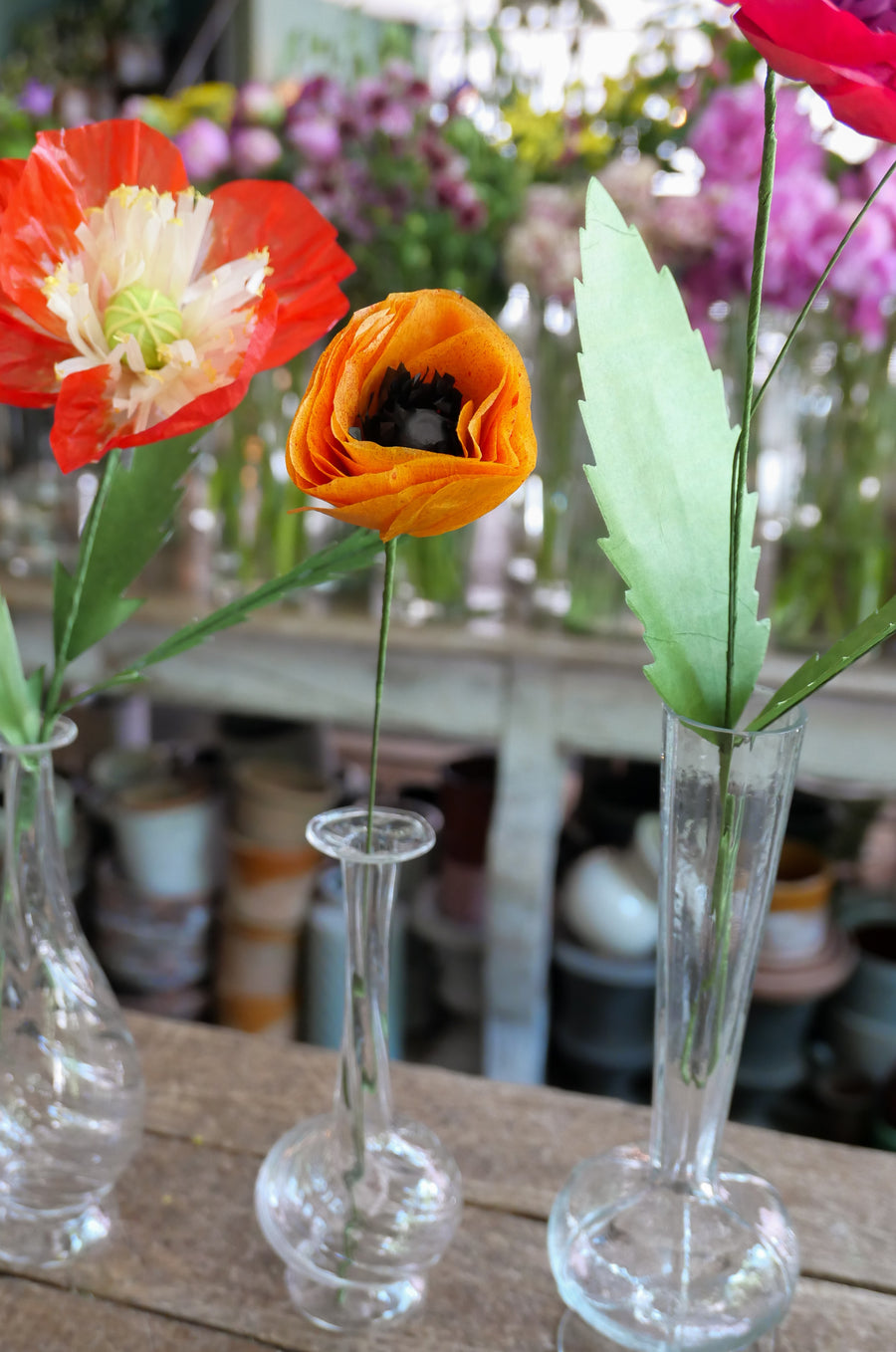 Flores de papel- mod. Ranúnculo Naranja