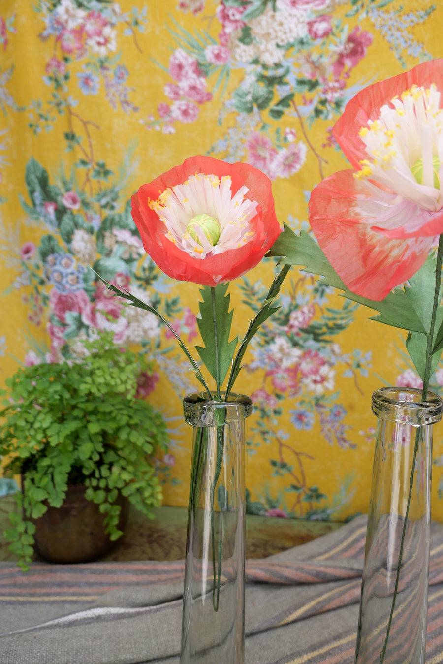 Flores de papel- mod. Amapola Blanca y Rosa