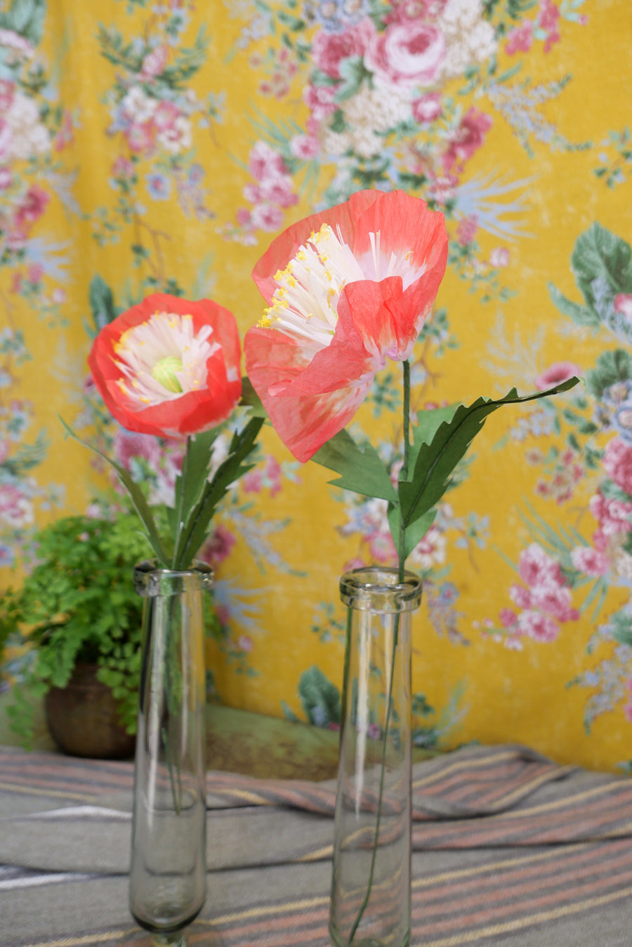 Flores de papel- mod. Amapola Blanca y Rosa