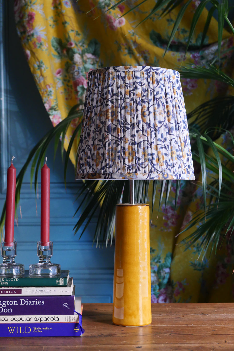 Lámpara de mesa M - mod. Yellow & Plisado azul