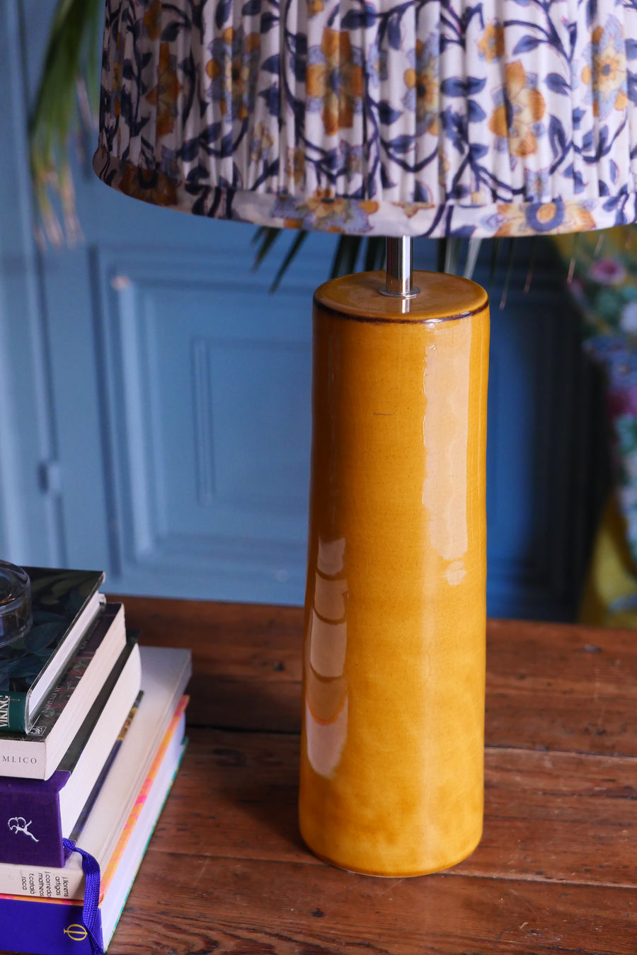 Lámpara de mesa M - mod. Yellow & Plisado azul