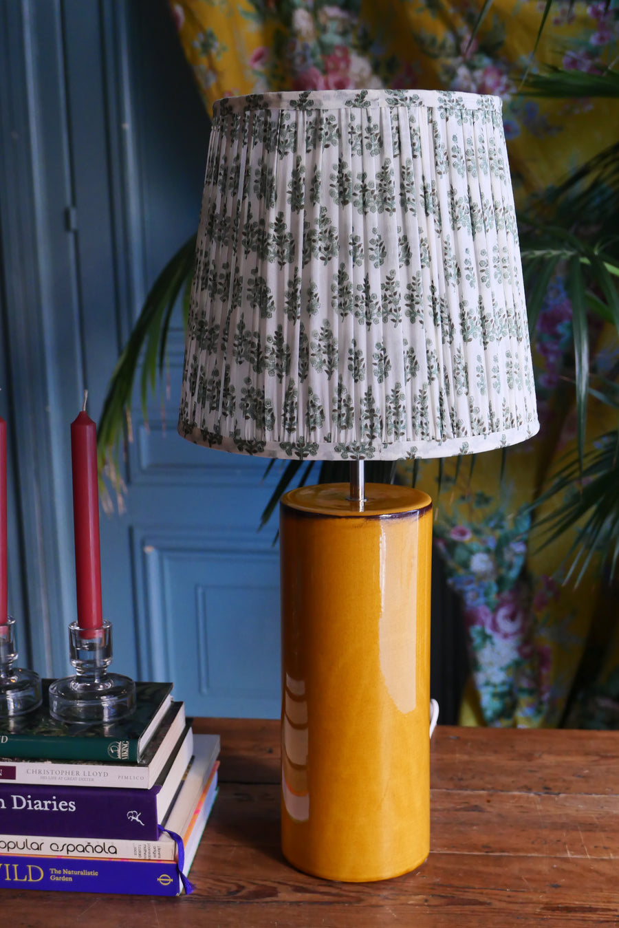 Lámpara de mesa L - mod. Yellow & Plisado verde