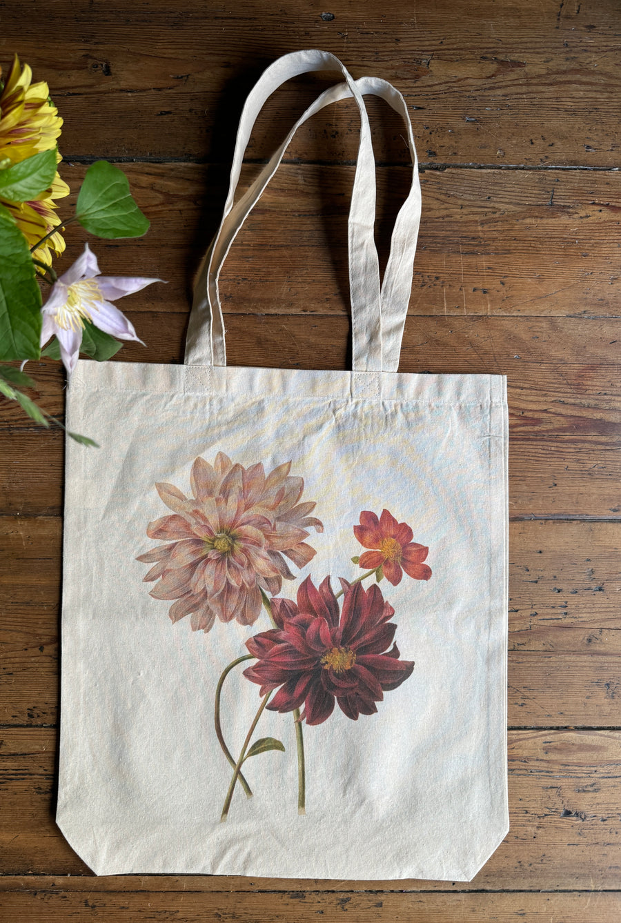 Bolsa de ilustración botánica- Dahlias