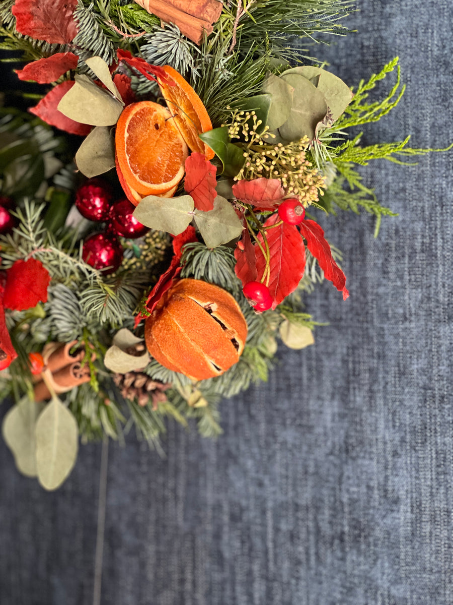 Corona de Navidad Natural "Naranjas & Piñas"- XL