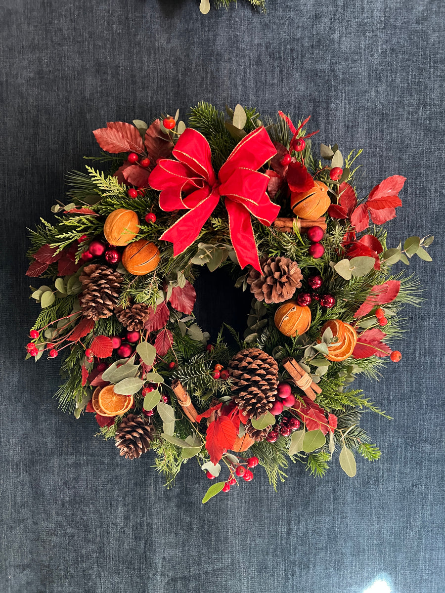 Corona de Navidad Natural "Naranjas & Piñas"- L