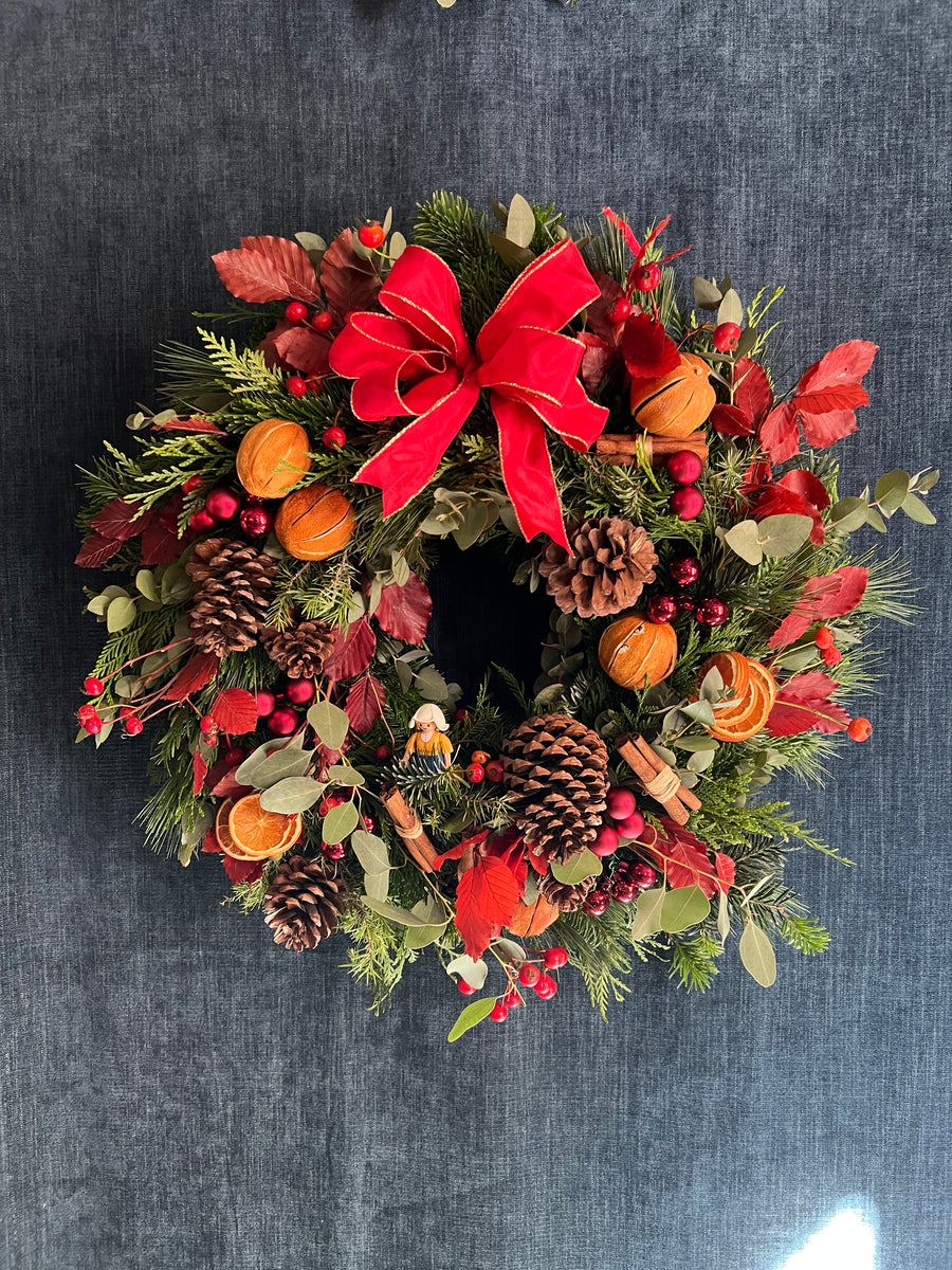 Corona de Navidad Natural "Naranjas & Piñas"- L