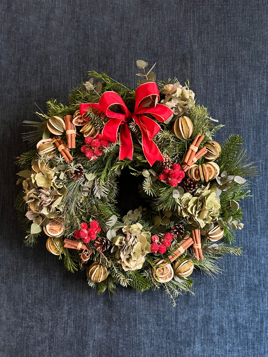 Corona de Navidad Natural "Limones & Fresas" - L