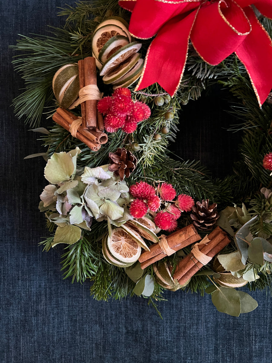 Corona de Navidad Natural "Limones & Fresas" - M