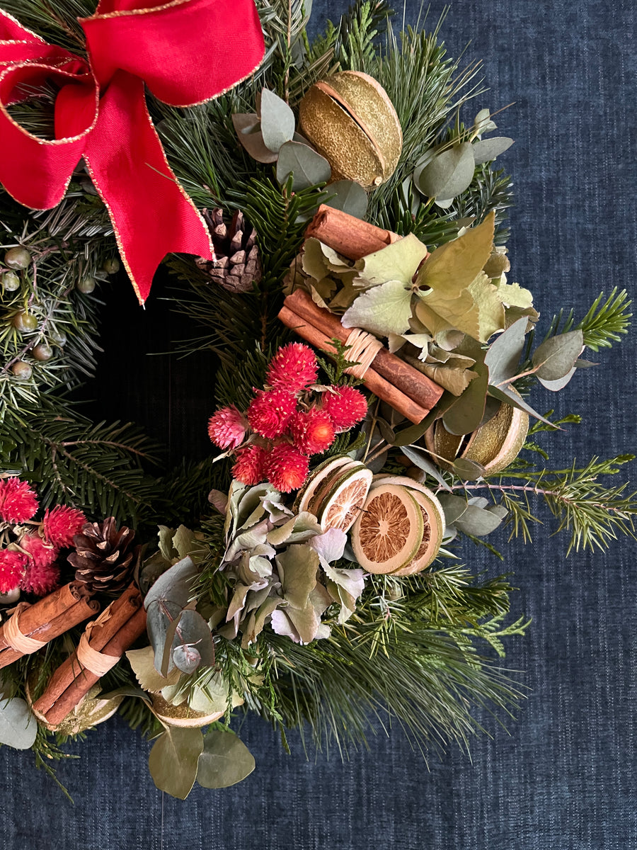 Corona de Navidad Natural "Limones & Fresas" - M