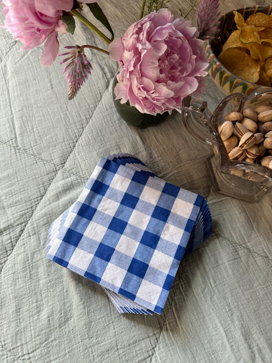 Servilletas papel- S Blue Gingham