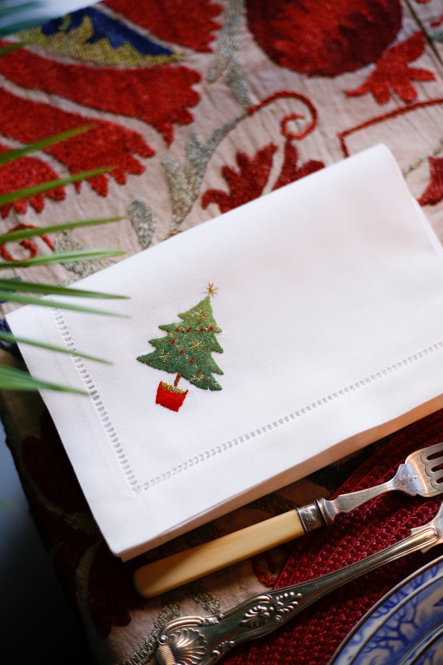 Servilleta de tela bordada - Árbol de Navidad