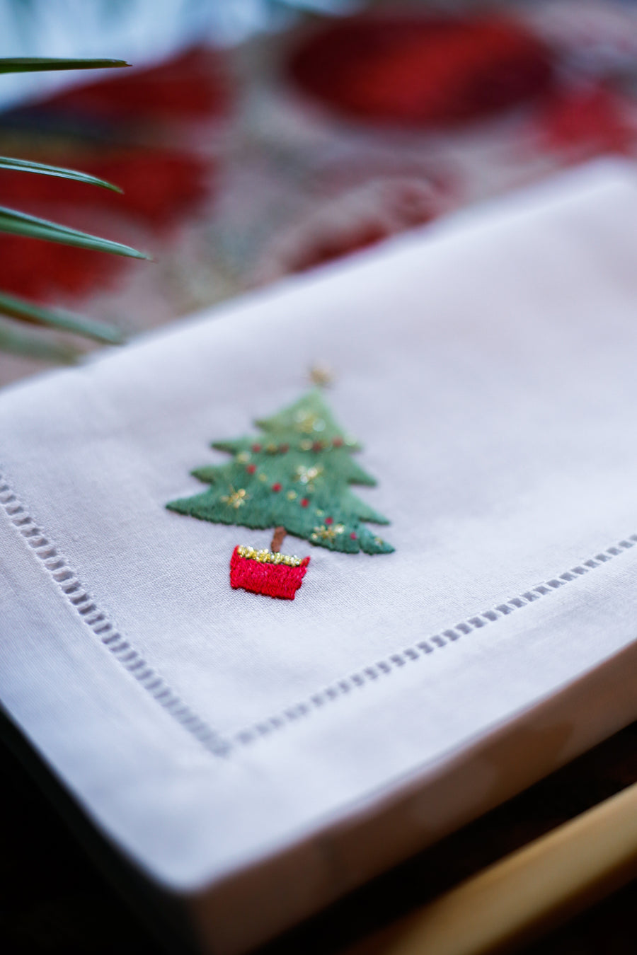 Servilleta de tela bordada - Árbol de Navidad