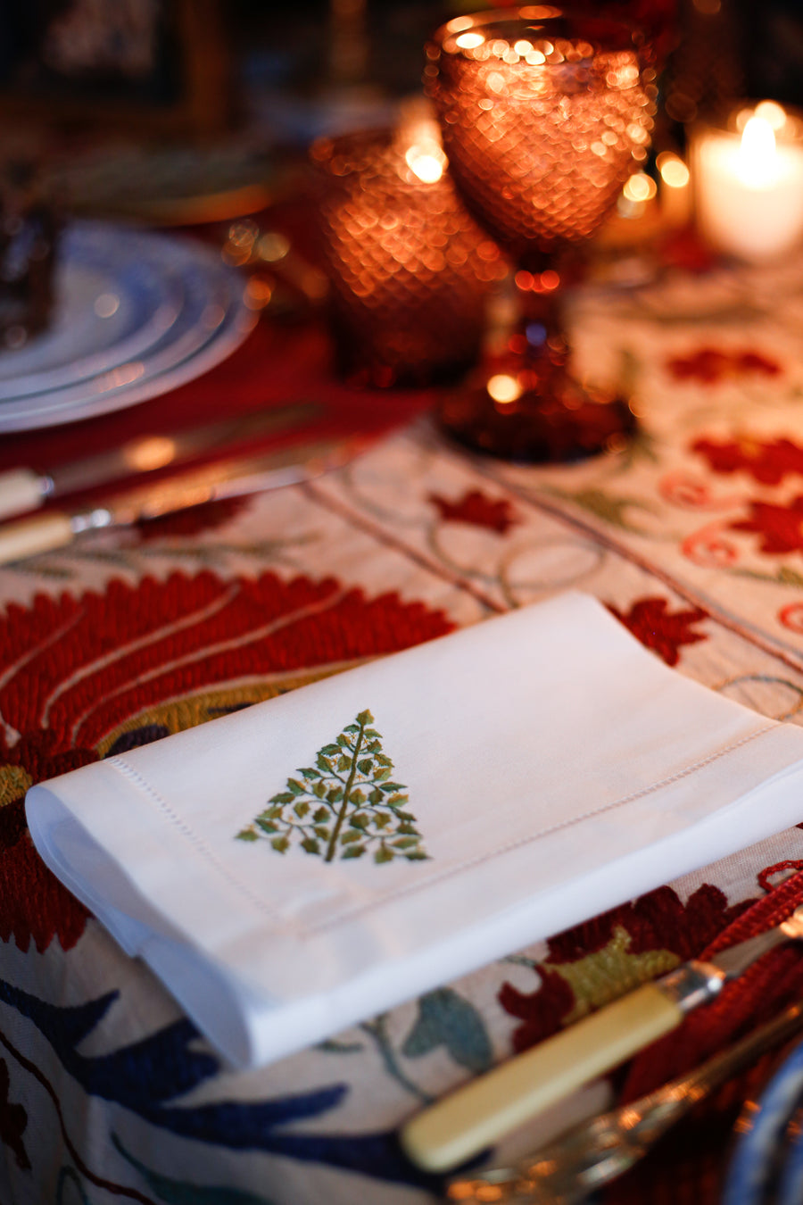 Servilleta de tela bordada - Árbol de Navidad