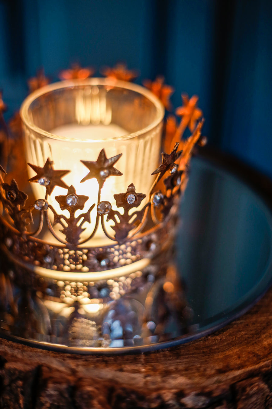 Corona de metal bronce antiguo XS