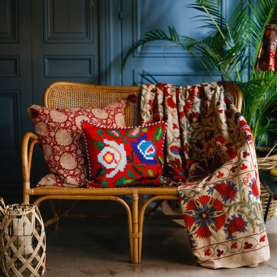 Almohadón Extremeño tejido a mano - Rojo