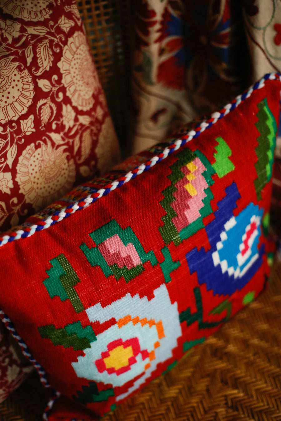 Almohadón Extremeño tejido a mano - Rojo