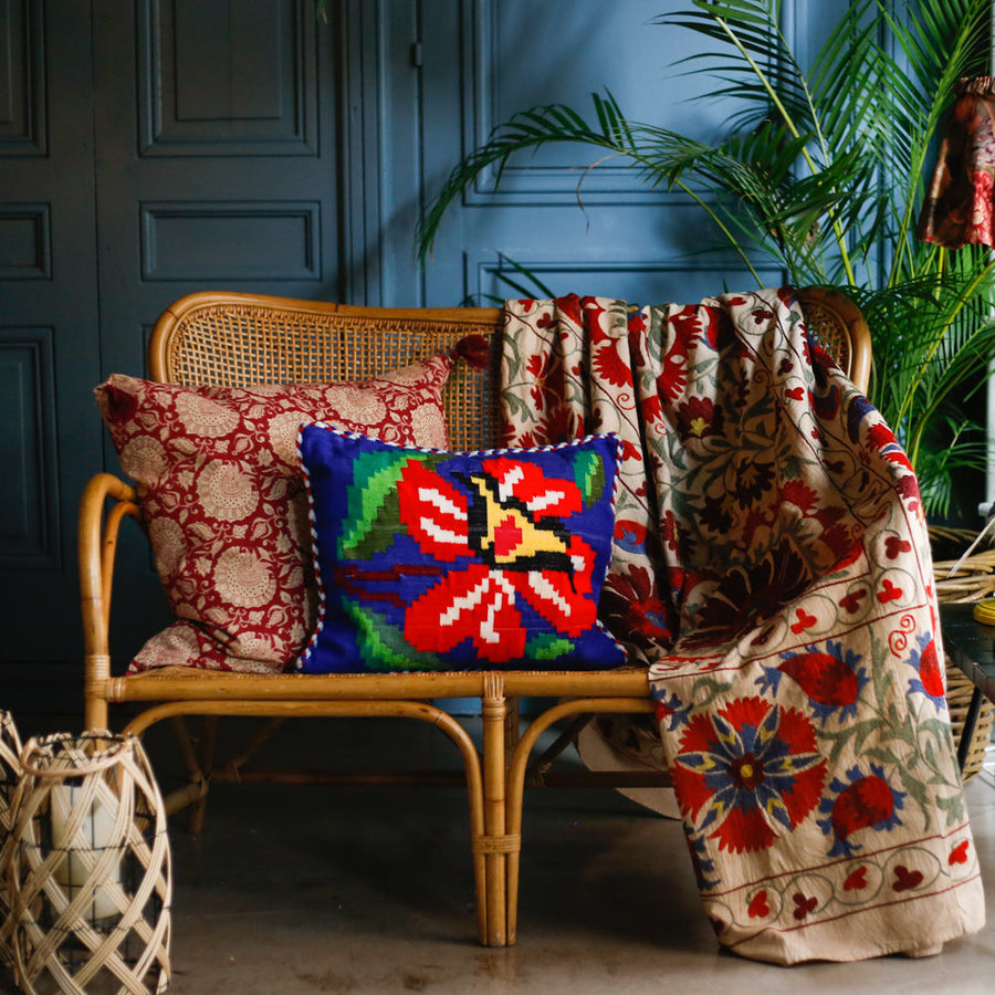 Almohadón Extremeño tejido a mano - Azul