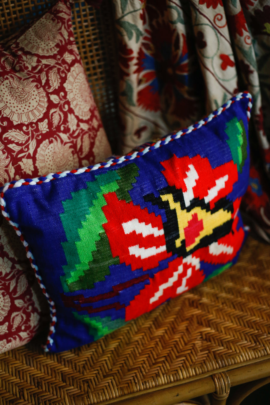 Almohadón Extremeño tejido a mano - Azul