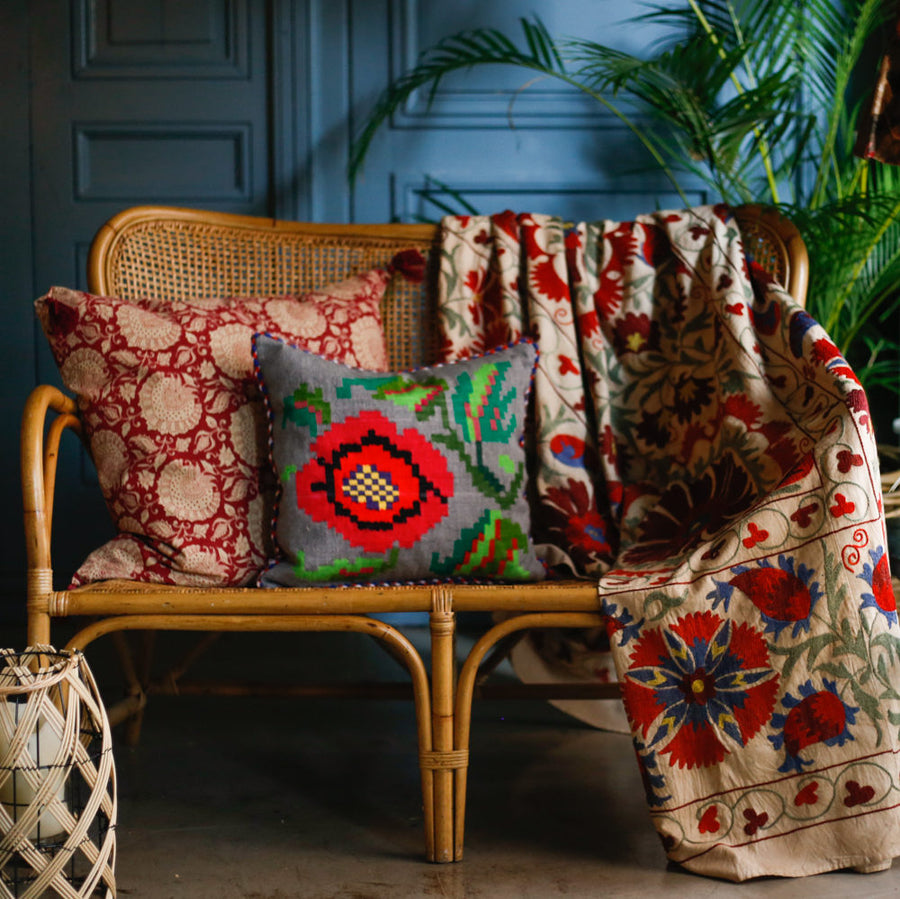 Almohadón Extremeño tejido a mano - Gris