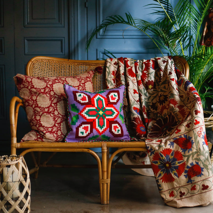Almohadón Extremeño tejido a mano - Malva