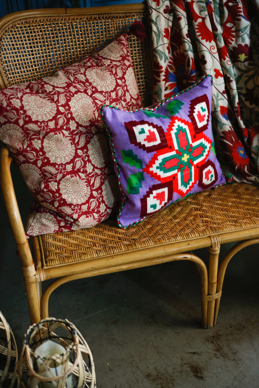 Almohadón Extremeño tejido a mano - Malva