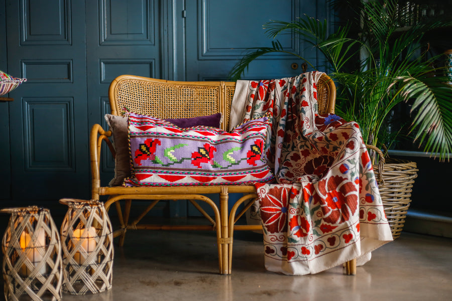 Almohadón Extremeño tejido a mano – Lila