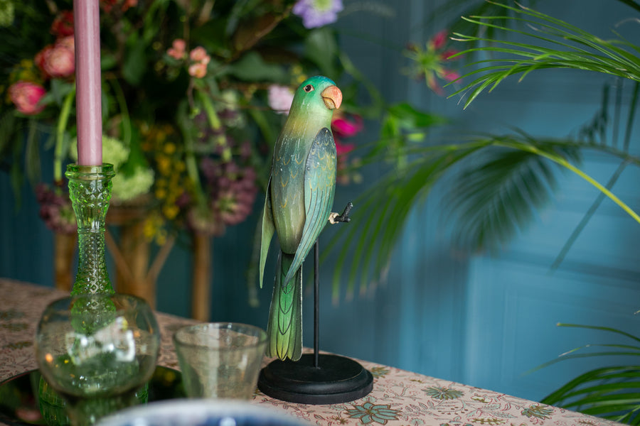 Pájaro de madera con soporte  'Loro'
