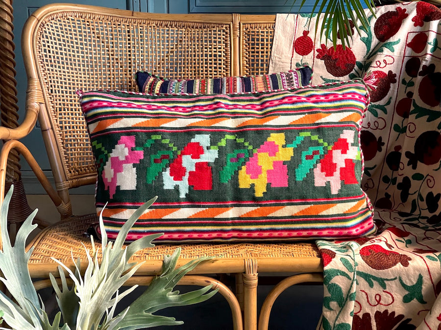 Almohadón Extremeño tejido a mano - Verde - XIII