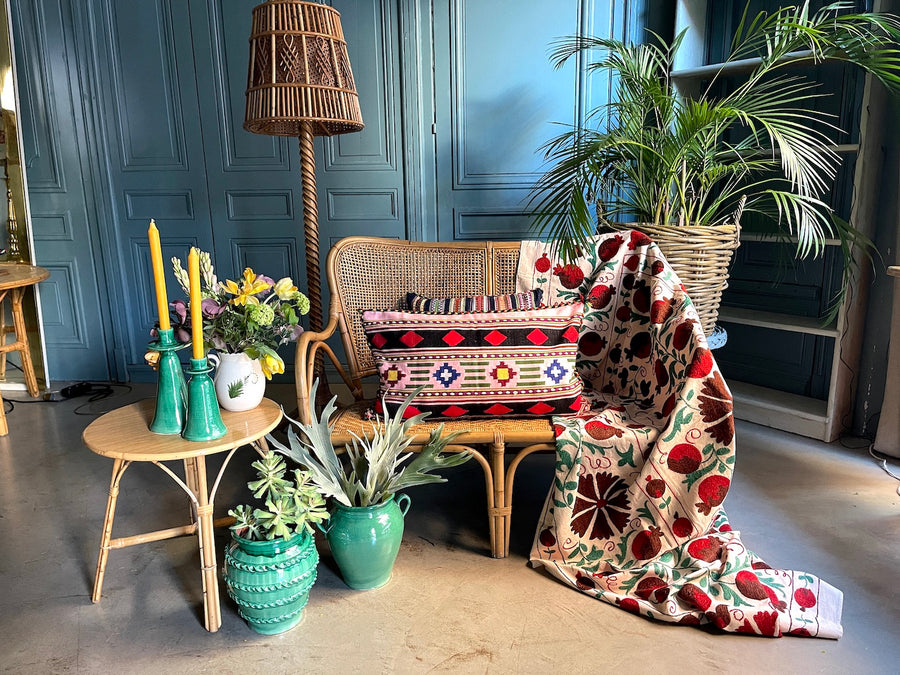 Almohadón Extremeño tejido a mano - Rosa claro - XIV