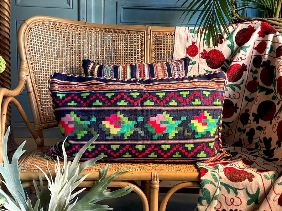 Almohadón Extremeño tejido a mano - Azul marino - XIX