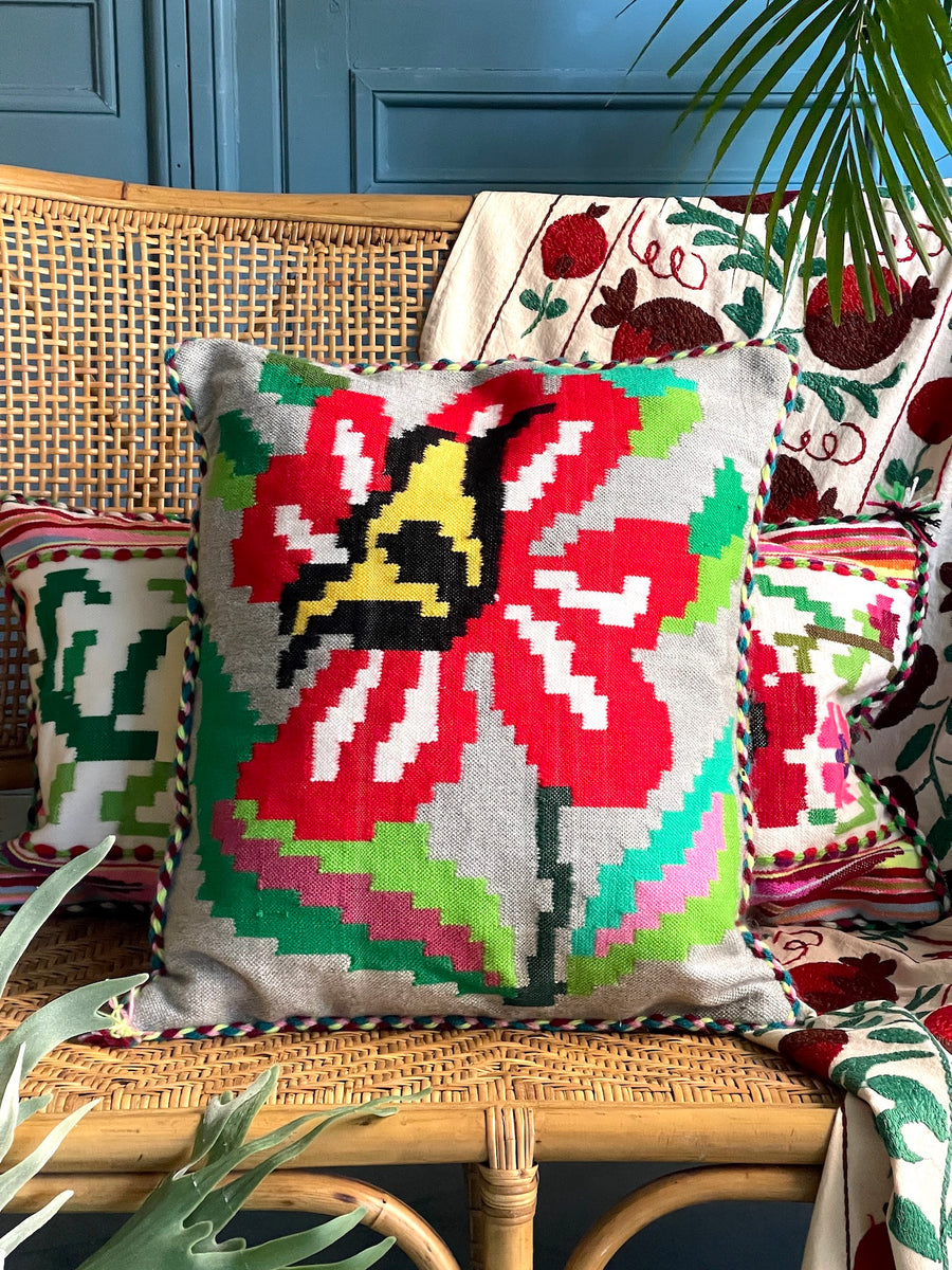 Almohadón Extremeño tejido a mano - Gris - II