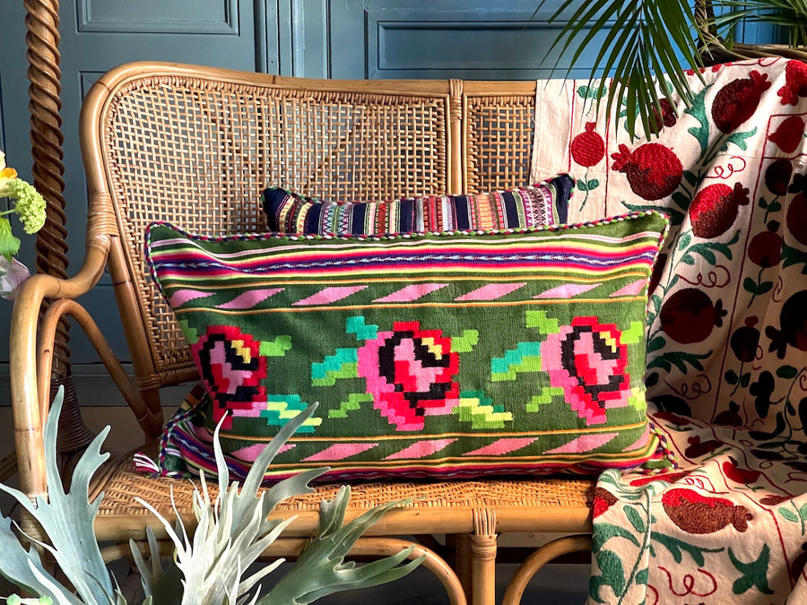 Almohadón Extremeño tejido a mano - Verde - XX