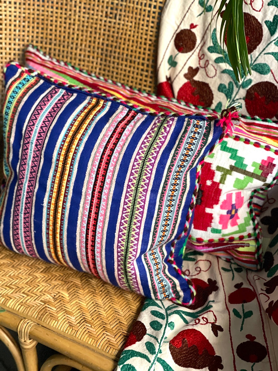 Almohadón Extremeño tejido a mano - Azul - V