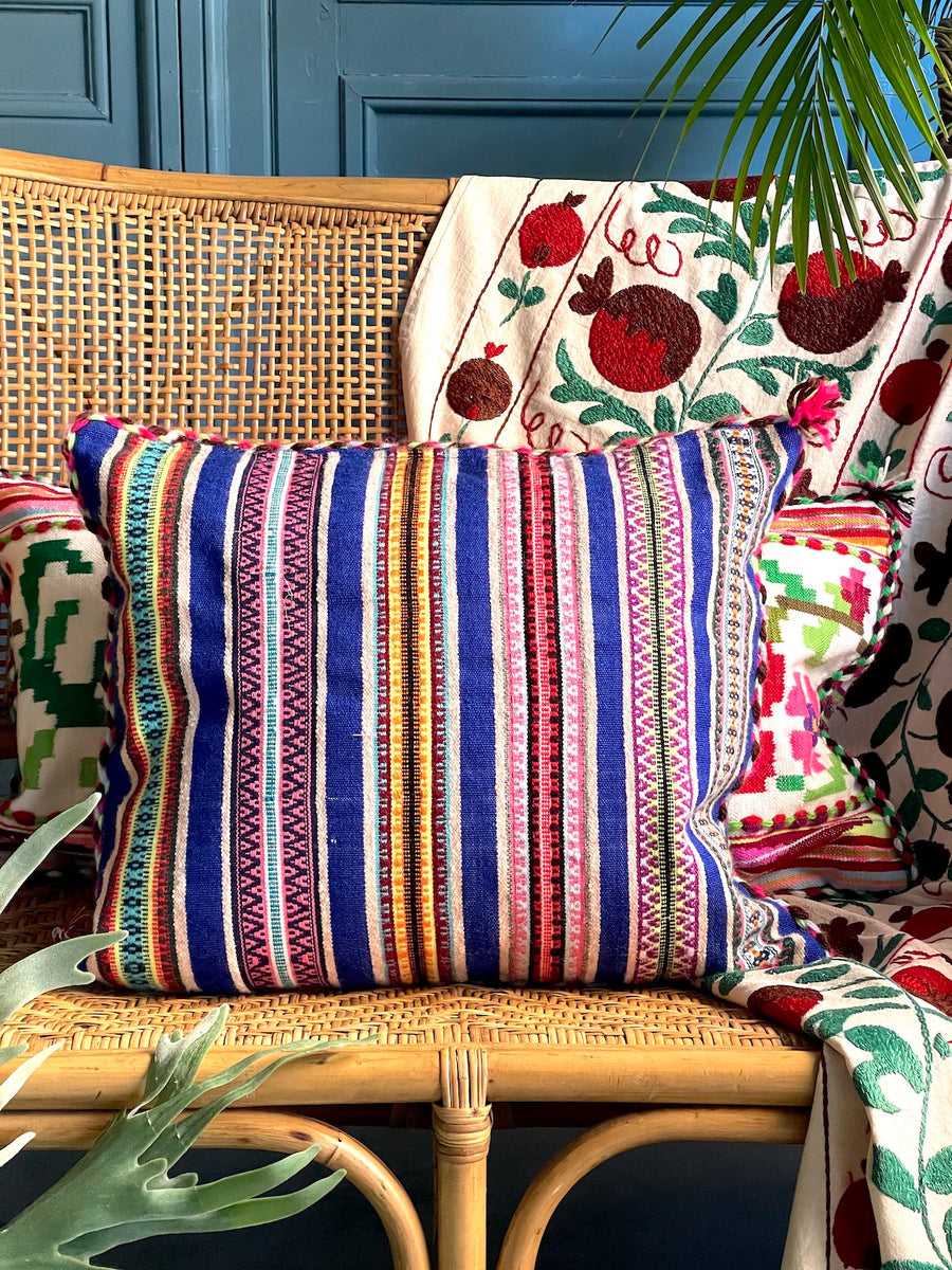 Almohadón Extremeño tejido a mano - Azul - V