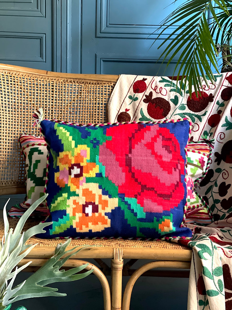 Almohadón Extremeño tejido a mano - Azul - V