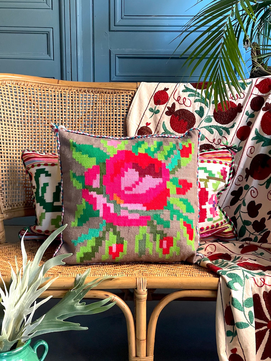 Almohadón Extremeño tejido a mano - Gris - VII