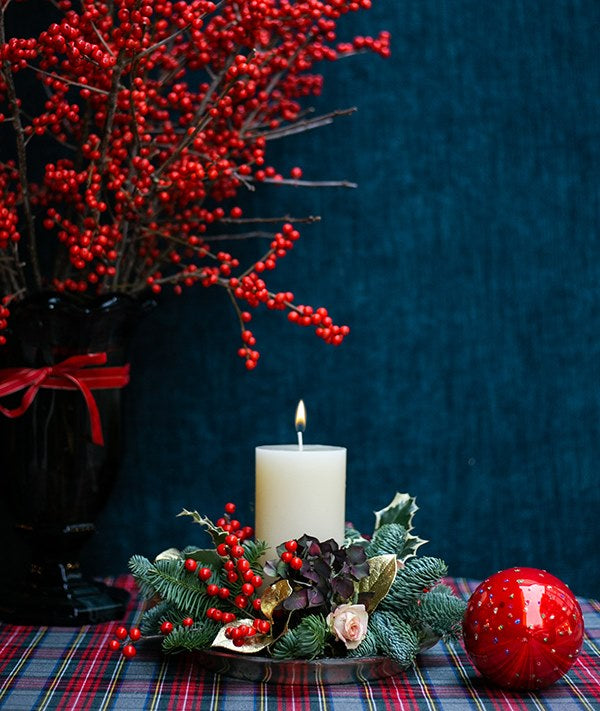 Plato de cristal plata con velón